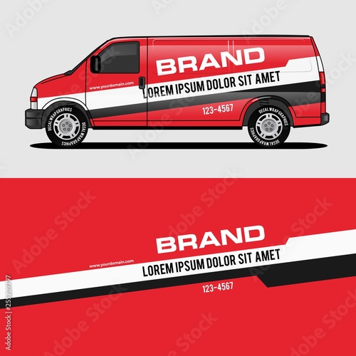 red van wrap design wrapping sticker and decal design for corporate company branding vector