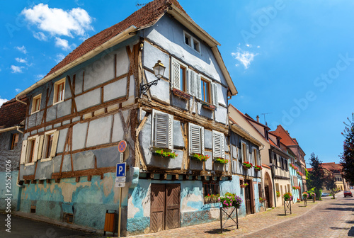 amazing architecture of Alsace in Beblenheim town, France