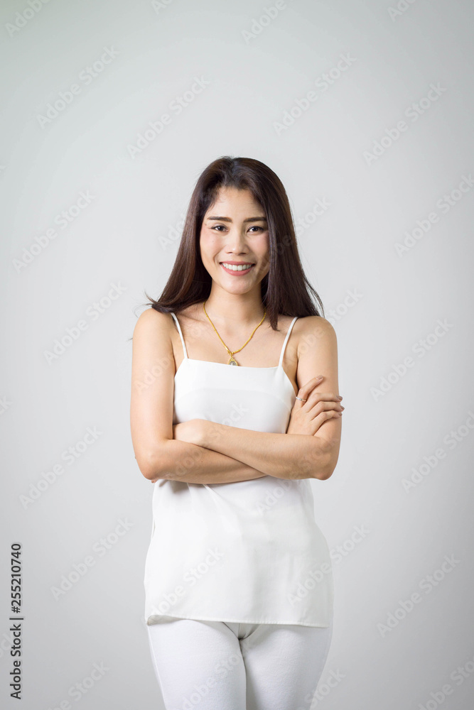 asian  pretty women portrait with  Beautiful hair isolate background 