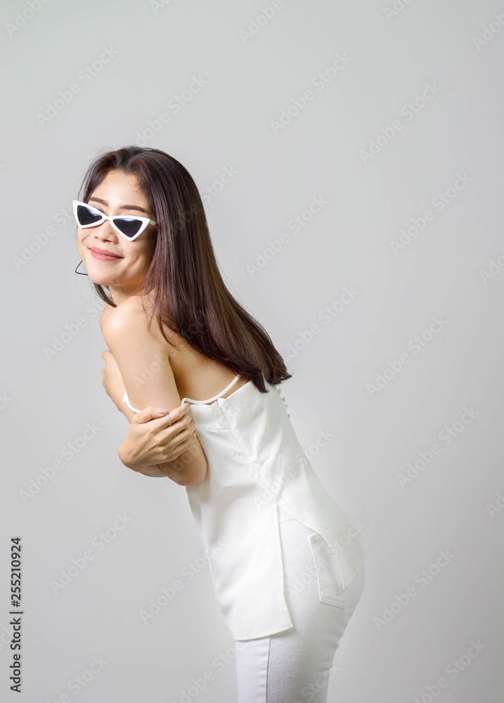 asian pretty women portrait with Beautiful hair isolate background asian pretty women portrait with Beautiful hair isolate background