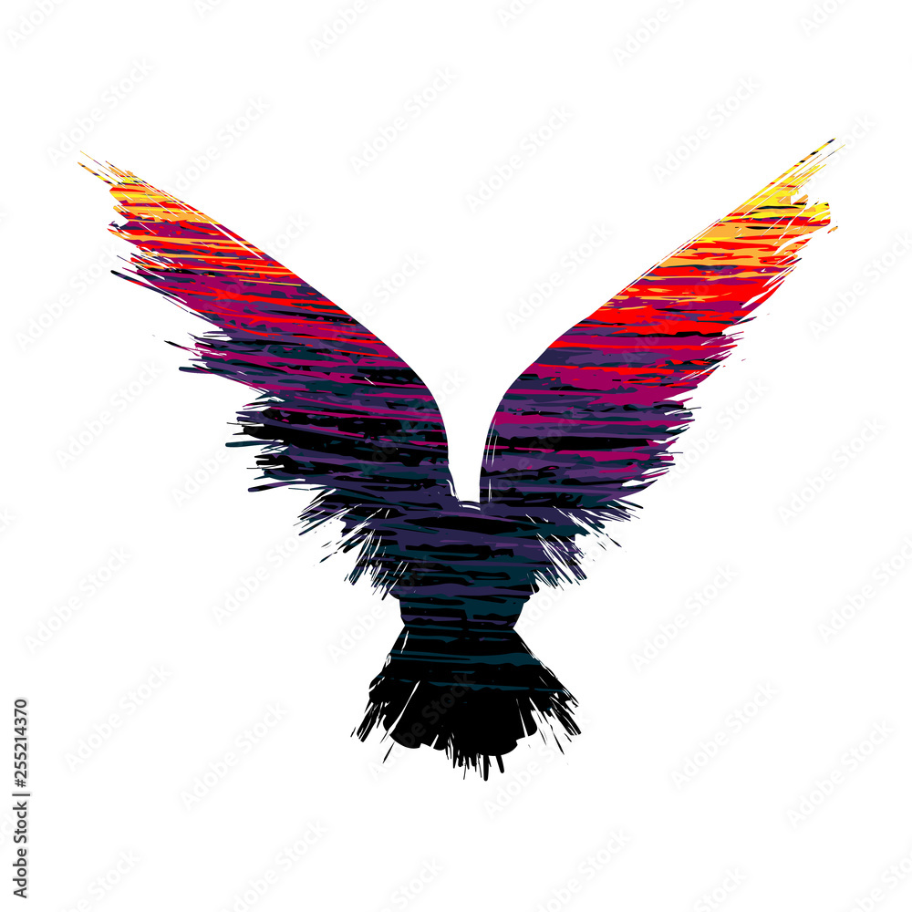 Obraz premium Hot color raven silhouette