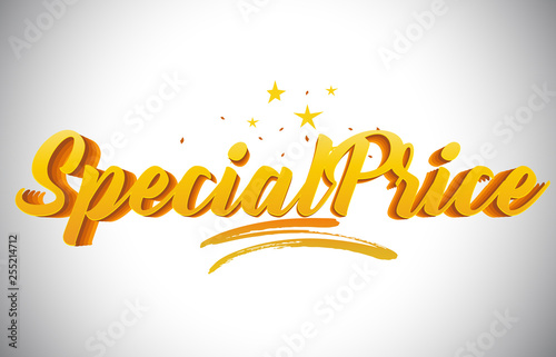 Specialprice Golden Yellow Word Text with Handwritten Gold Vibrant Colors Vector Illustration. photo