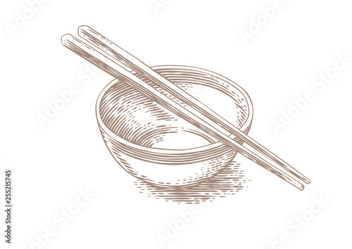 Bowl and two chopsticks