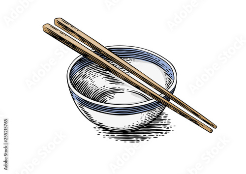 Bowl and two chopsticks