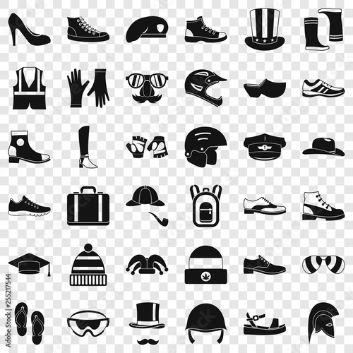 Season accessories icons set. Simple style of 36 season accessories vector icons for web for any design