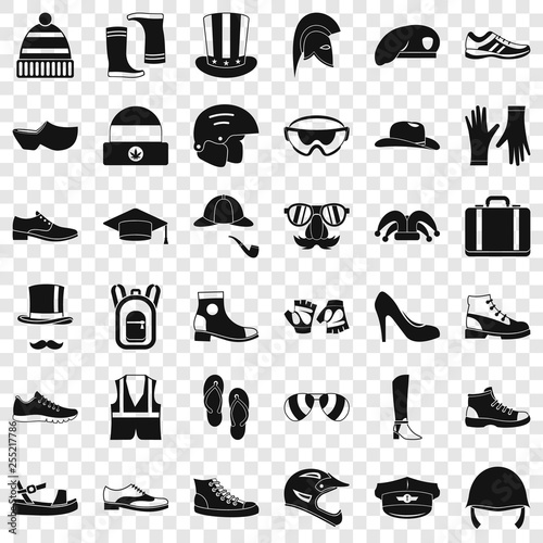 Clothing accessories icons set. Simple style of 36 clothing accessories vector icons for web for any design
