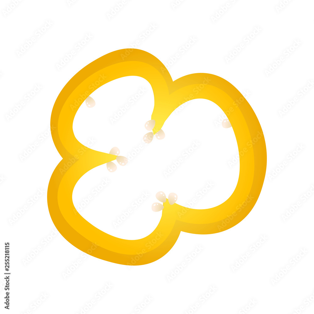 Sliced ring of yellow sweet pepper isolated on white background Sliced ring of yellow sweet pepper isolated on white background