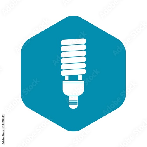 Fluorescent bulb icon in simple style isolated on white background