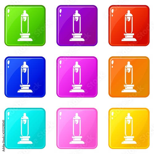 Car candle icons set 9 color collection isolated on white for any design