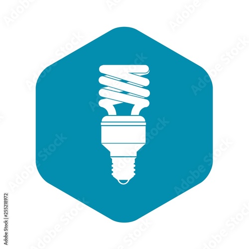 Energy saving bulb icon in simple style isolated on white background