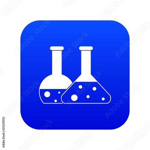Transparent flasks icon digital blue for any design isolated on white vector illustration