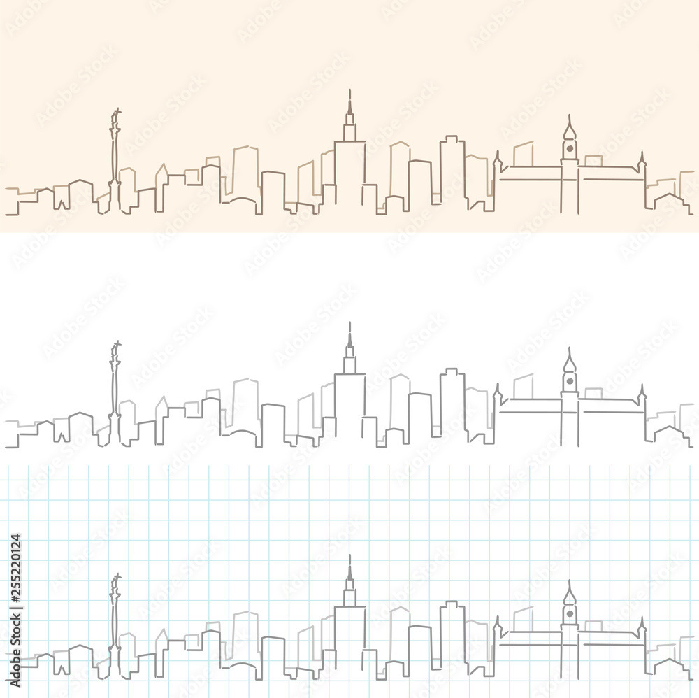 Obraz premium Warsaw Hand Drawn Skyline