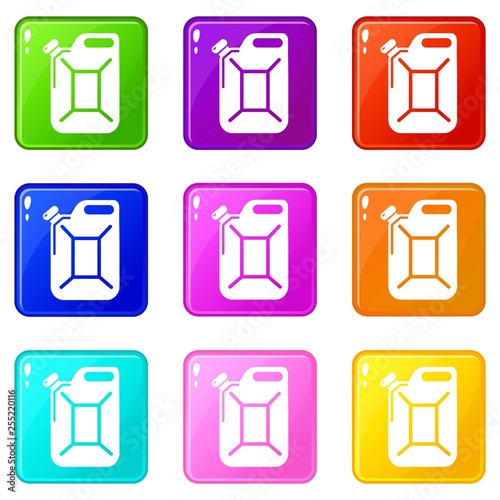 Canister icons set 9 color collection isolated on white for any design
