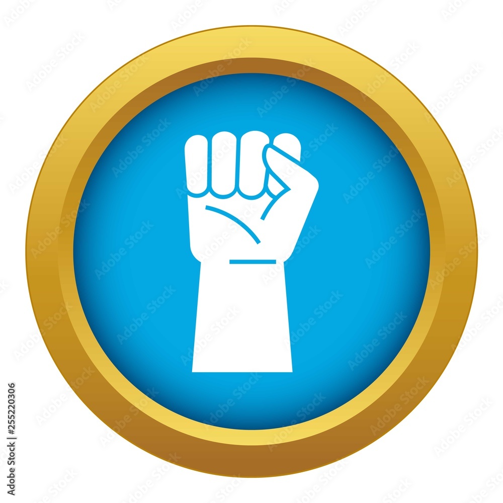 Obraz premium Businessman fist up icon blue vector isolated on white background for any design