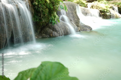 Cambugahay Waterfall blurred background in Siquijor Island  Philippines