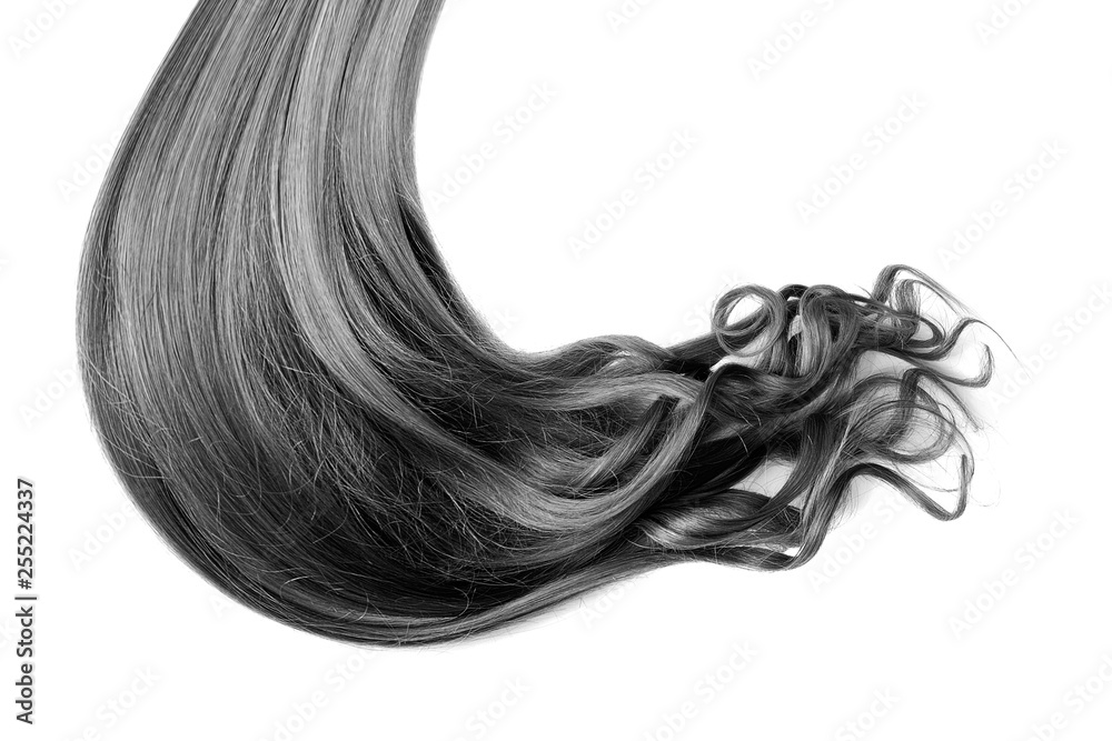 Long wavy black hair on white background Long wavy black hair on white background