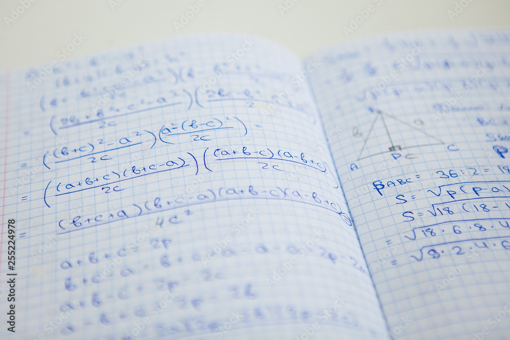 Fototapeta premium Math equations in the notebook
