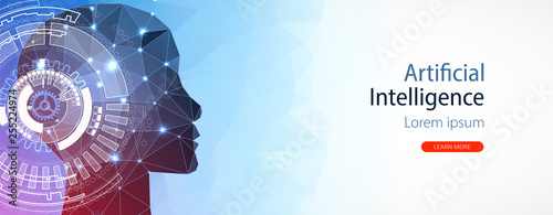 Artificial Intelligence concept.  Creative brain concept background. Vector science illustration.