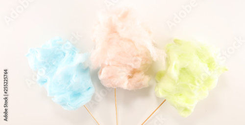 colorful cotton candy floss. sweet party food in pink and green