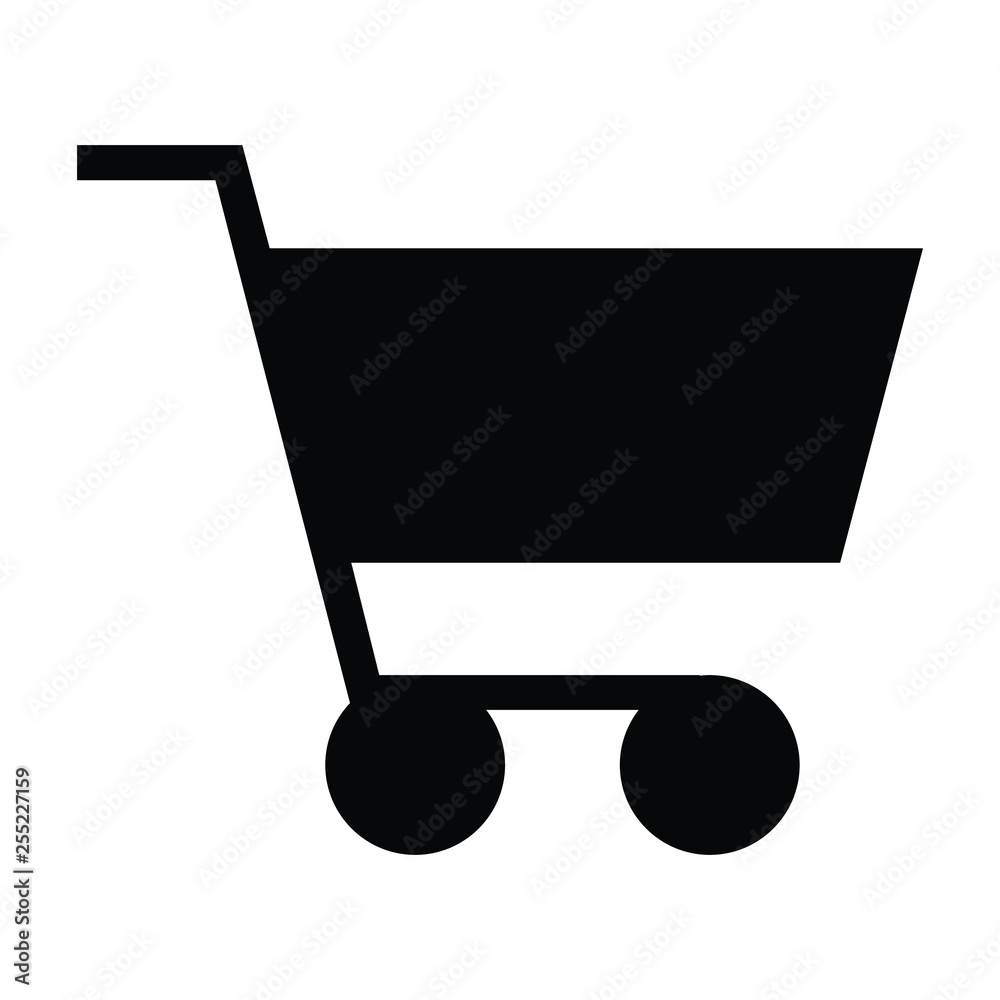 A black and white silhouette vector of a shopping trolley A black and white silhouette vector of a shopping trolley