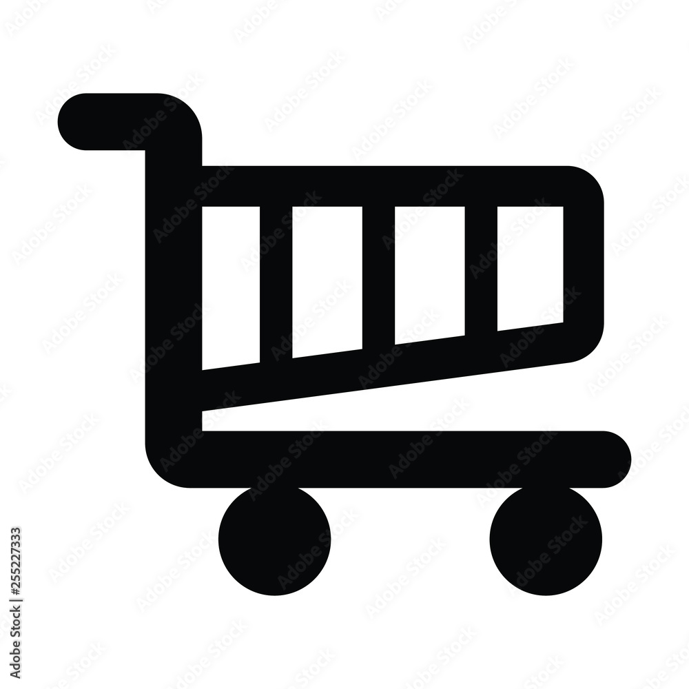 A black and white silhouette vector of a shopping trolley A black and white silhouette vector of a shopping trolley