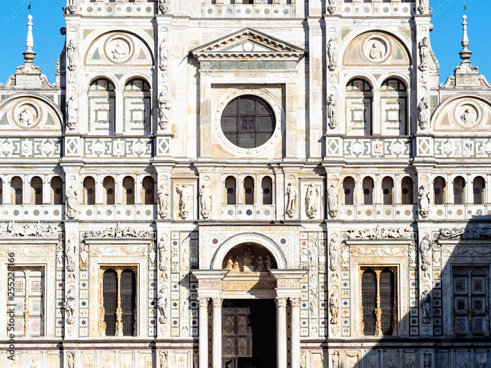 front view of church in Certosa di Pavia