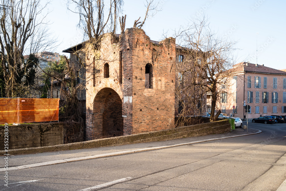 medieval town wall Porta Calcinara in Pavia