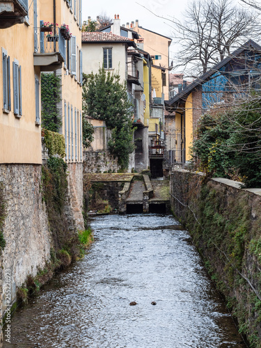 canal in center of Lower Town Bergamo city