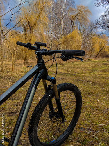 MTB bicycle on the trail in the spring season