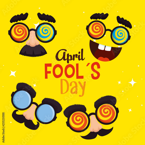 funny masks with mustache to fools day