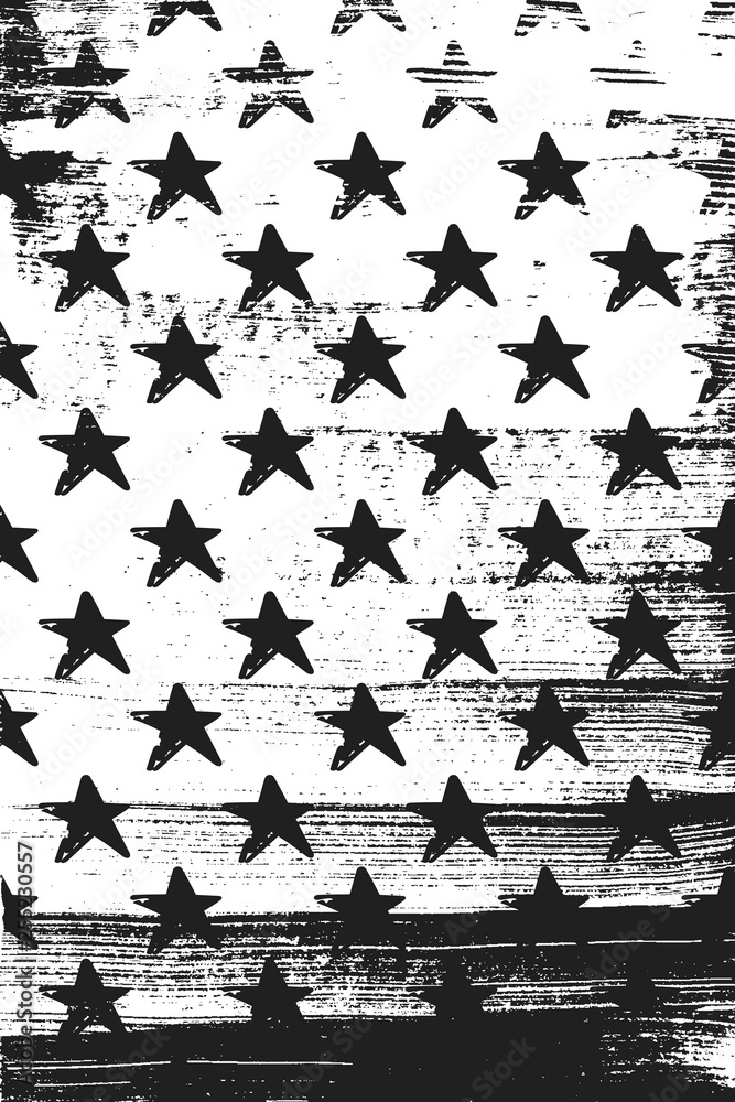 Fototapeta premium Grunge pattern with sketches stars. Vertical black and white backdrop.