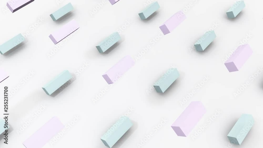 3D pastel cubes rotating on white background. Seamless loop animation. 3D pastel cubes rotating on white background. Seamless loop animation.