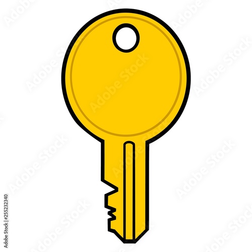 Key Cartoon - A vector cartoon illustration of a car door key.