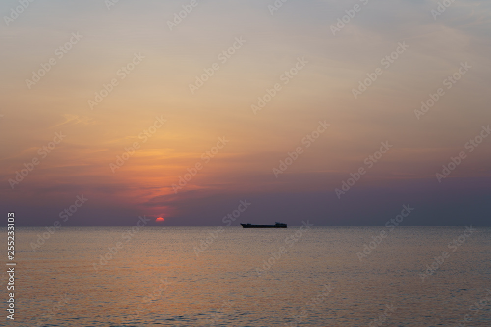 Sunset at sea on the Long beach in Phu Quoc Sunset at sea on the Long beach in Phu Quoc