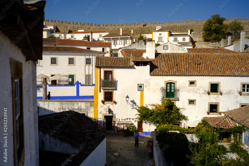 Obidos, roof view of the main village, Portugal.