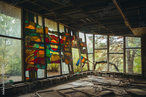 Chornobyl exclusion zone. Radioactive zone in Pripyat city - abandoned ghost town. Chernobyl history of catastrophe. Lost place in Ukraine, SSSR