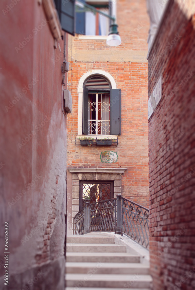 A street in Venice, Italy, over Canal