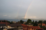Double rainbow over Sasso del Ferro at Lake Maggiere, view from Stresa, Italy