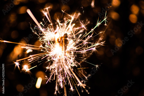 sparkler glowing in the dark