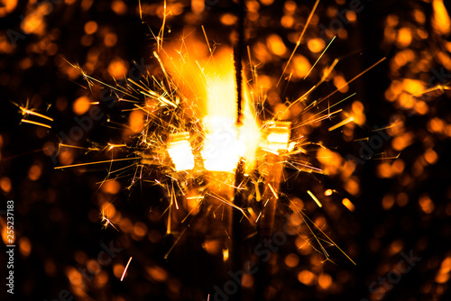 sparkler glowing in the dark