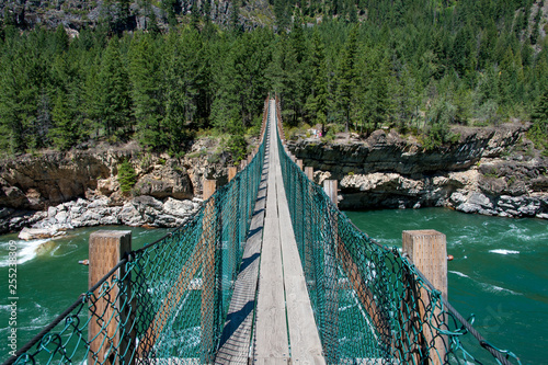 View of swinging bridge at Kootenai Falls