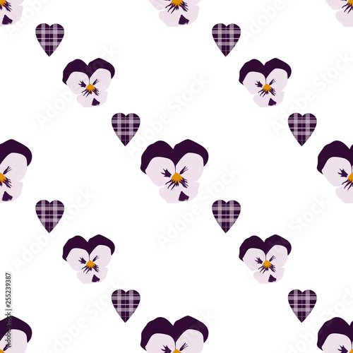 pattern con violette e cuori