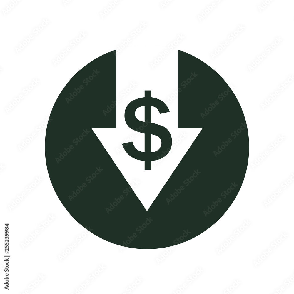 Cost reduction icon. Vector symbol image isolated on white background Cost reduction icon. Vector symbol image isolated on white background