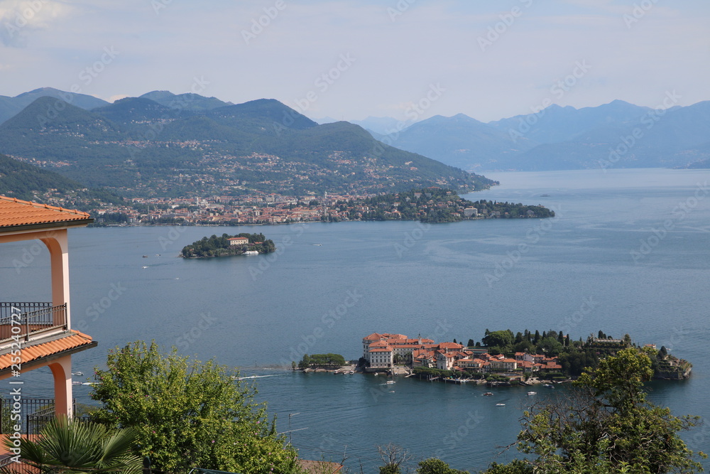View to Isola Bella, Isola Madre and Pallanza Verbania at Lake Maggiore, Italy