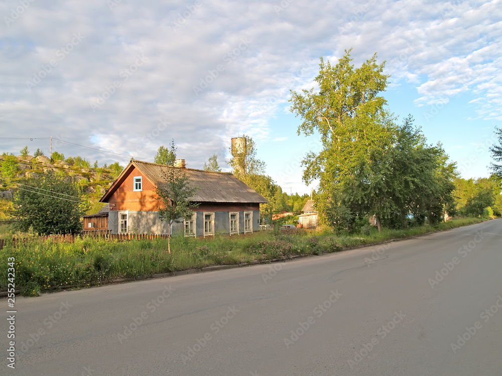 Wooden house on Proletarsky Avenue. Kem, Karelia Wooden house on Proletarsky Avenue. Kem, Karelia
