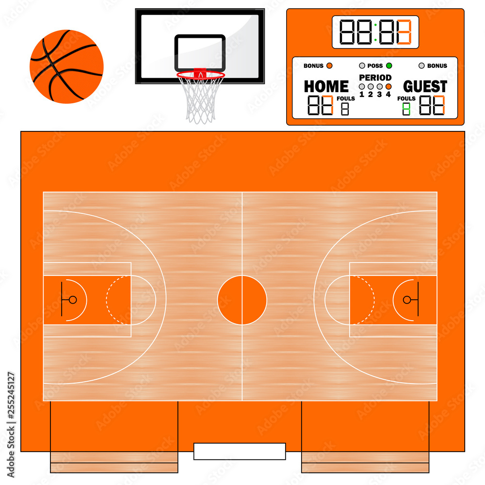 Basketball field vector illustration. Infographics for web pages