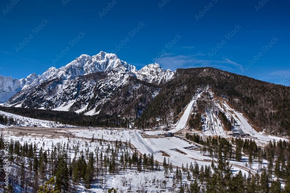Planica ski jumping hills in March Planica ski jumping hills in March