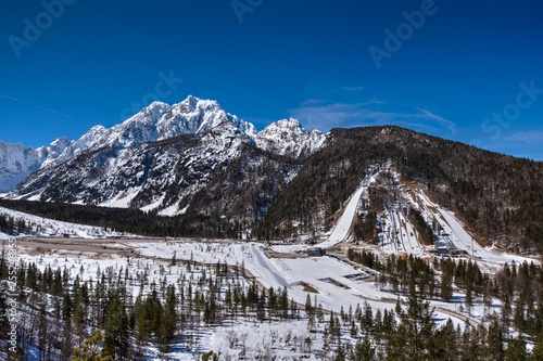 Fototapeta Naklejka Na Ścianę i Meble -  Planica ski jumping hills in March