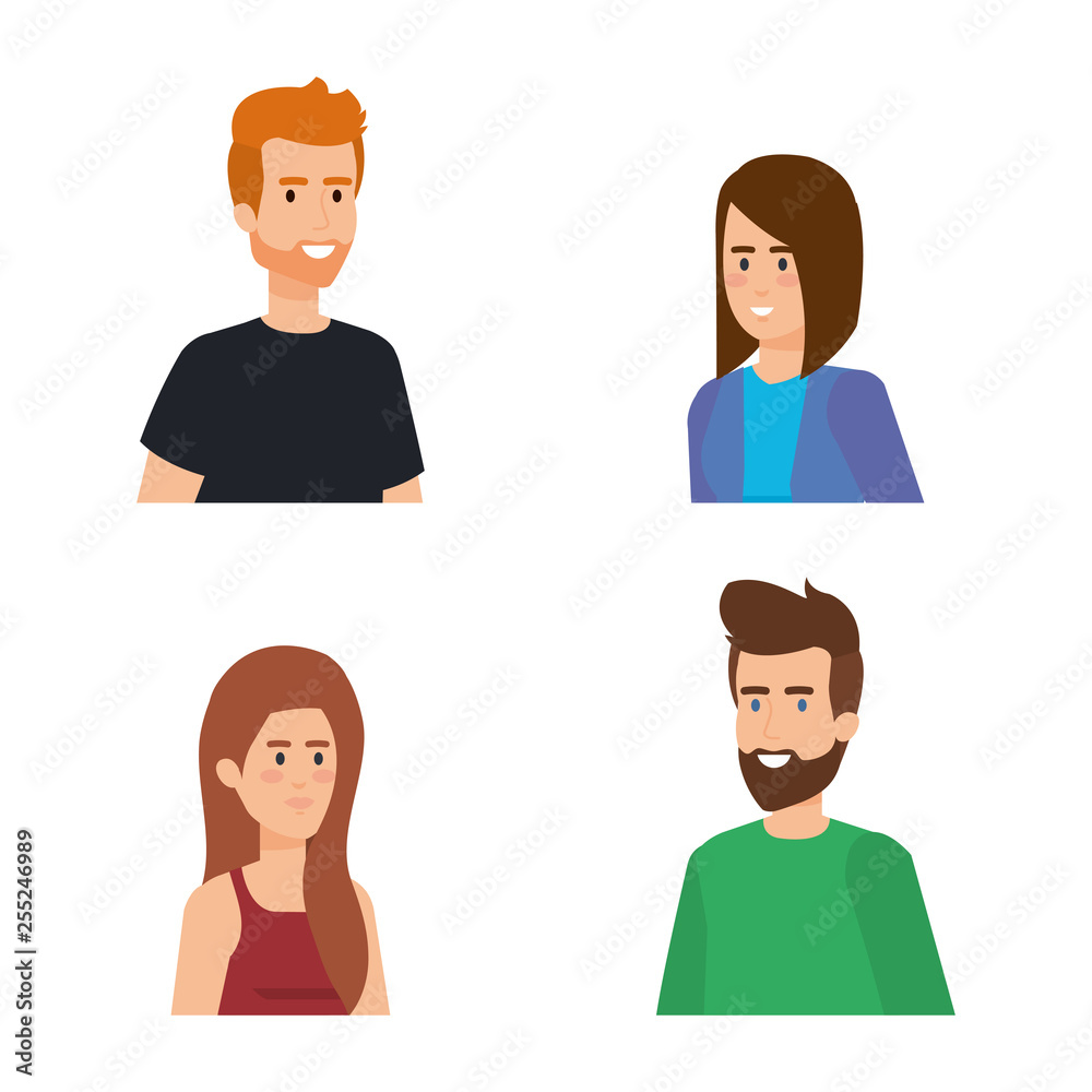 set pretty women and attractive men with hairstyle set pretty women and attractive men with hairstyle