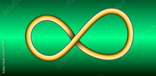 Infinite ring floating over a green background. Vector Illustration